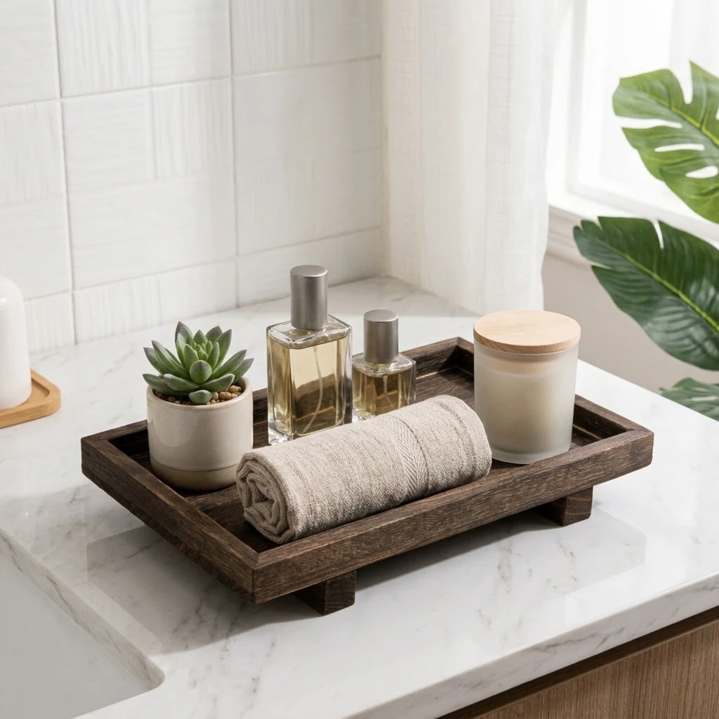 Retro Wooden Desk Storage Tray - đánh giá và giá Home Edit Bathroom Storage