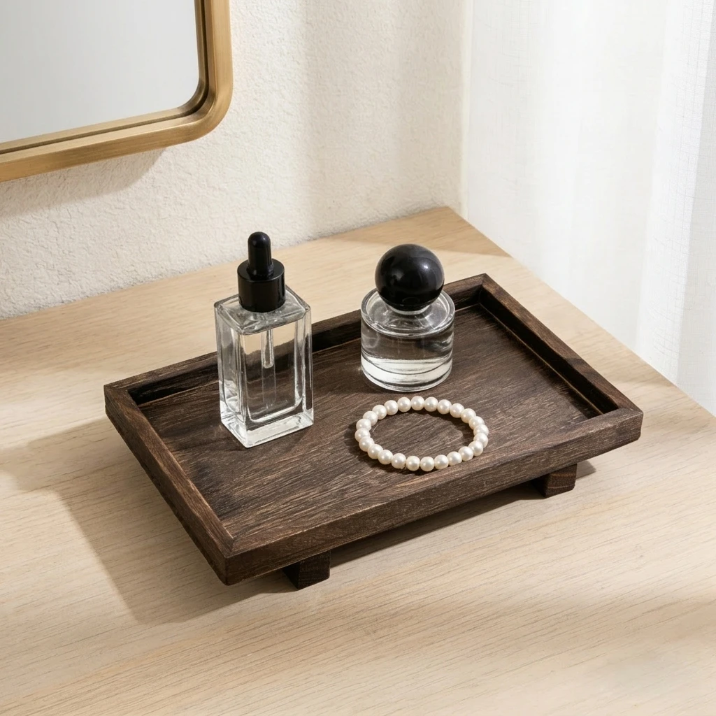 Retro Wooden Desk Storage Tray - đánh giá và giá Home Edit Bathroom Storage