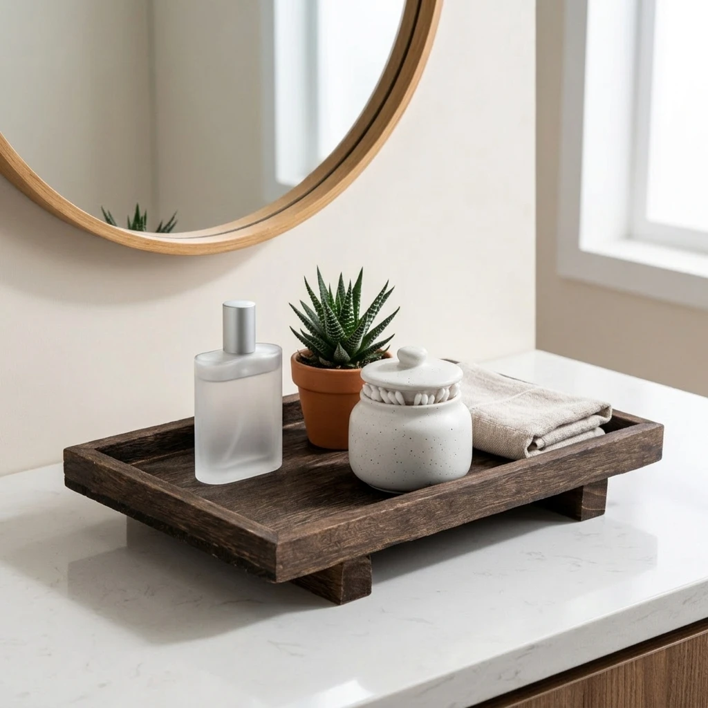 Retro Wooden Desk Storage Tray - đánh giá và giá Home Edit Bathroom Storage