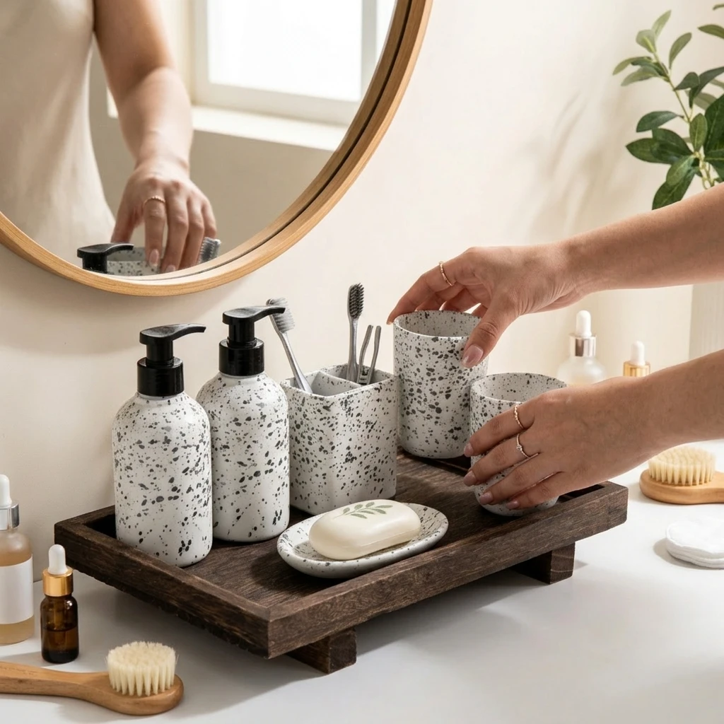 Retro Wooden Desk Storage Tray - đánh giá và giá Home Edit Bathroom Storage