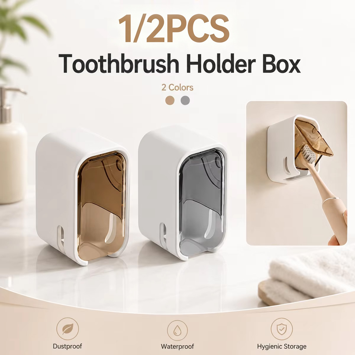 1/2PCS Wall Mounted Toothbrush - đánh giá và giá Home Edit Bathroom Storage
